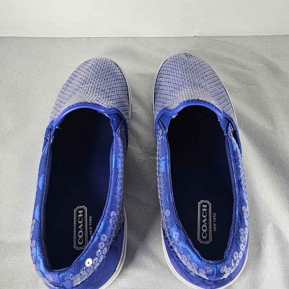 Coach "KIVY" Blue Sequins Slip On Sneakers Size 8M Luxury Sneakers. - Picture 4 of 13